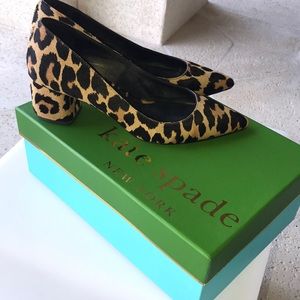 Kate Spade fur leopard print pumps.